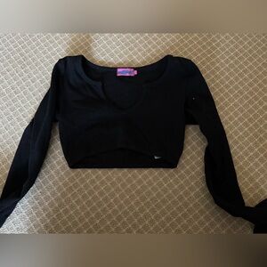 Edikted Black Long Sleeve Crop Top